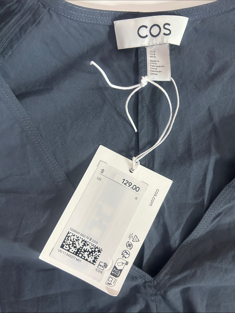 NWT (size 8) COS ROUNDED V-NECK COTTON MIDI DRESS - Picture 13 of 13